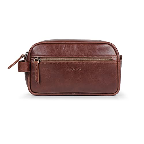 Londo Bolso de Aseo, Viaje en Cuero Genuino, para cosméticos, afeitarse los artículos, Dopp Kits, Unisex