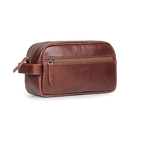 Londo Bolso de Aseo, Viaje en Cuero Genuino, para cosméticos, afeitarse los artículos, Dopp Kits, Unisex