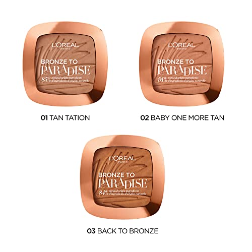 L'Oreal Paris Bronzer 01 - Polvo prensado de bronceador mate, sin brillo, ligero, tamaño mediano, compacto con espejo y cepillo incluido