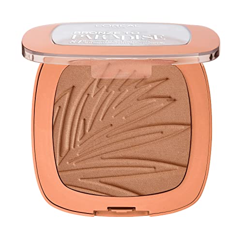 L'Oreal Paris Bronzer 01 - Polvo prensado de bronceador mate, sin brillo, ligero, tamaño mediano, compacto con espejo y cepillo incluido