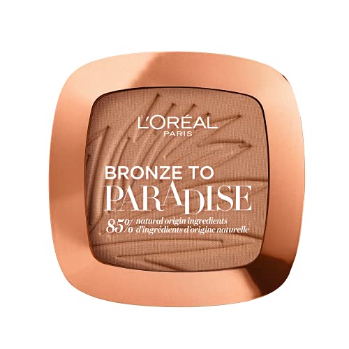 L'Oreal Paris Bronzer 01 - Polvo prensado de bronceador mate, sin brillo, ligero, tamaño mediano, compacto con espejo y cepillo incluido