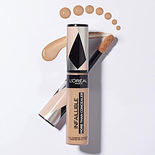 L'Oréal Paris Infalible, Corrector de cobertura completa y acabado natural, More than Concealer,Tono 333 Cedar/Cedre, 11 ml