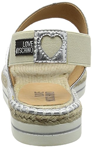 Love Moschino, Sandalias con Tira de Tobillo Mujer, Amarillo (Silver), 37 EU