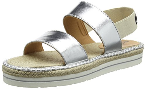 Love Moschino, Sandalias con Tira de Tobillo Mujer, Amarillo (Silver), 37 EU