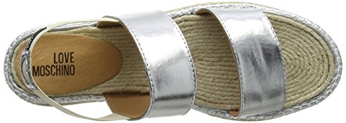 Love Moschino, Sandalias con Tira de Tobillo Mujer, Amarillo (Silver), 37 EU