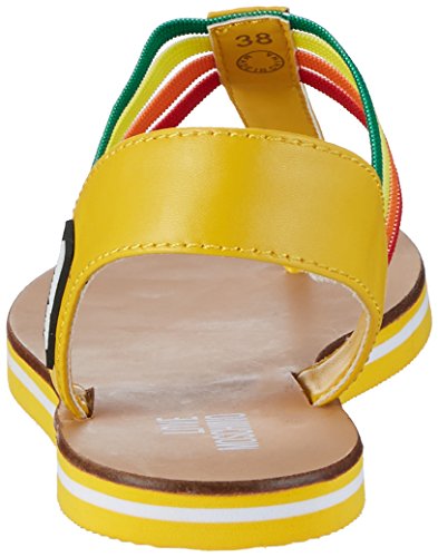 Love Moschino, Sandalias con Tira Vertical Mujer, Plateado (Yellow), 37 EU