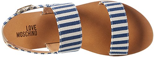 Love Moschino, Sandalias Planas Mujer, Blanco (Blue), 39 EU