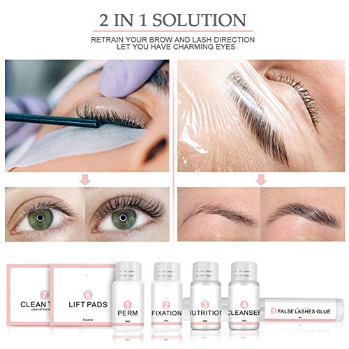 Lucoss Kit de Permanente de Pestañas - 2 en 1 Kit de Estiramiento y Rizado de Cejas y Pestañas - Kit de Elevación de Pestañas-Lash Lift Long Lasting, Duradero y Natural