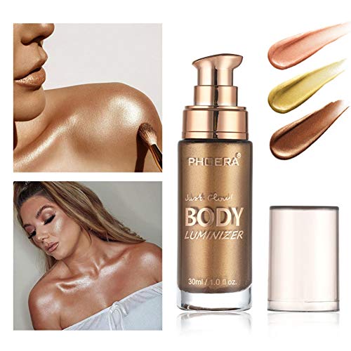 Lucoss Maquillaje Líquido Resaltador,Contorno Corporal Cara Labios Maquillaje Bronceadores Contouring Iluminador,Resplandor del Cuerpo,30 ml