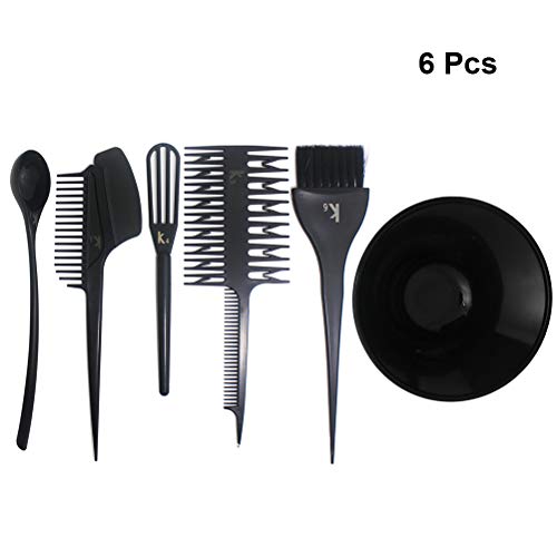 Lurrose kit de mezcla de color de cabello de salón 6 piezas cepillo de teñido de cabello peine tazón batidor de peluquería herramientas para teñir el cabello para la tienda del hogar