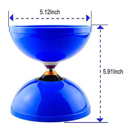 MAGICYOYO Diabolo MD01 Rodamientos triples Profesionales con Palos de Carbono de Primera Calidad Bolsa de 3 Cuerdas Diabolos para Principiantes para niños Adultos Azul