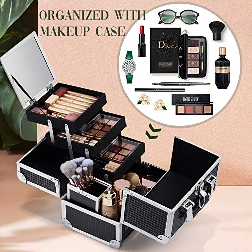 Maletin Maquillaje Profesional Estuche Maquillaje Neceser Maquillaje Beauty Case de Maquillaje Cosméticos de Viaje Maletin de Manicura Peluqueria Joyero Caja con Espejo, Negro