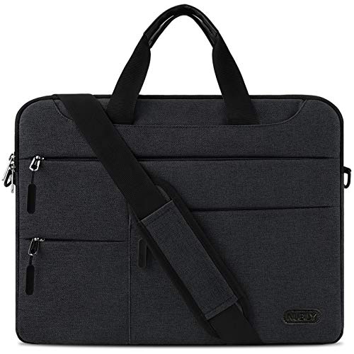 Maletin Ordenador Portatil 15,6 Pulgadas Hombre Mujer Bolso Bandolera Impermeable para portátiles Protectora Compatible Trabajo Grande Bolsa Gris Negro