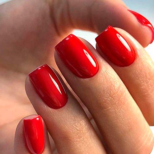 ManiBoom 26 Tiras de Uñas - Pegatinas Decorativas Para Uñas Semipermanentes - Calcomanías Nail Polish Autoadhesivas - Nails Stickers Adhesivos de Esmalte(Rojo Picante - Rojo Bermellón)