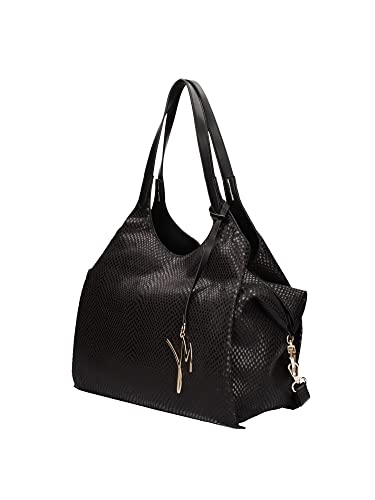 MANILA GRACE Bolso Tote Blosson negro efecto serpiente