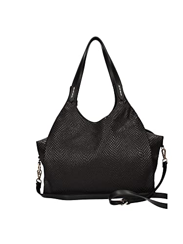 MANILA GRACE Bolso Tote Blosson negro efecto serpiente