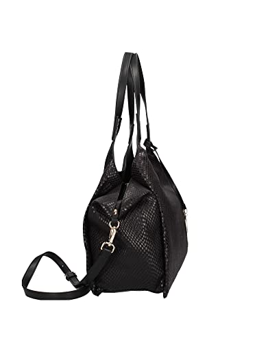 MANILA GRACE Bolso Tote Blosson negro efecto serpiente