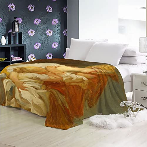 Manta Estampada Franela 3D, Suave Y Mullida Manta CáLida para Adultos Y NiñOs, para Cama, Sofá, Sala De Estar, Pintura Famosa Fragonard Beso De Madre 150×200 cm