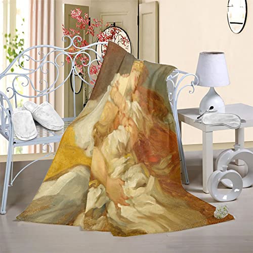 Manta Estampada Franela 3D, Suave Y Mullida Manta CáLida para Adultos Y NiñOs, para Cama, Sofá, Sala De Estar, Pintura Famosa Fragonard Beso De Madre 150×200 cm