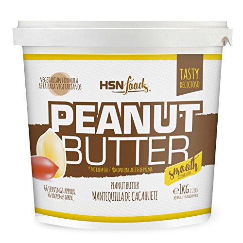 Mantequilla de Cacahuete de HSN | 1000 g | Textura Suave y Cremosa | Peanut Butter Smooth | 100% Natural Vegano | Libre de GMO | No Aceite de Palma, No Azucares ni Sal Añadidos