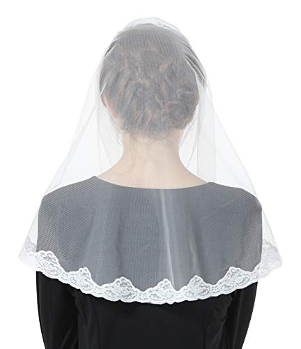 Mantilla De Encaje Española Mujer Capilla Velo Pañuelo de Iglesia Católica Bordado Chal Bufanda Negra Blanca V110