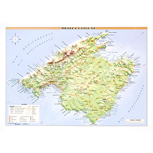 Mapa en relieve de Mallorca: Escala 1:400.000