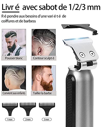 Maquinilla cortar pelo profesional,Maquina de afeitar barba hombre electrica,USB rápido recargable,Impermeable cuchillas T,Kit cortapelos hombres para hacer degradado,calvo,hombres y peluqueros regalo