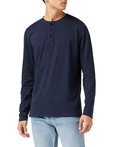 Marca Amazon - find. Camiseta de Manga Larga y Cuello Redondo Hombre, Azul (Navy), S, Label: S