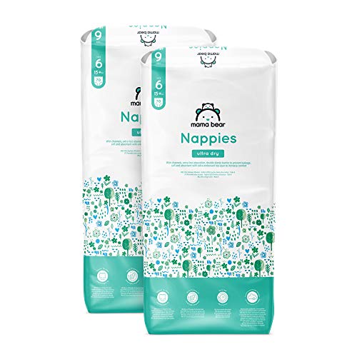 Marca Amazon - Mama Bear Pañales ultra-secos - Talla 6 (15+ kg) - Con canales - 140 pañales (2 bolsas x 70) - Nueva versión