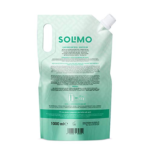 Marca Amazon - Solimo Recambio jabón de manos líquido hipoalergénico - Pack de 2 (1000ml x 2)