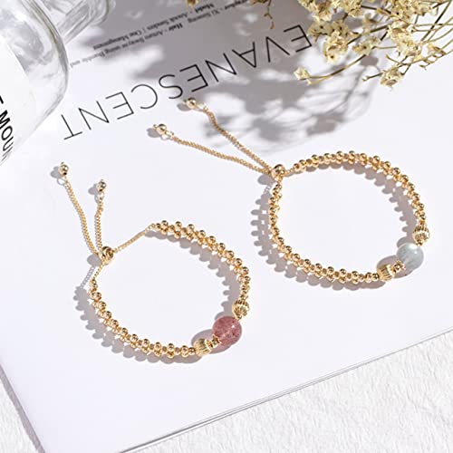 MARSPOWER Pulseras Hechas a Mano Pulseras de Fresa Pulsera de Cristal Pulseras Reales Pulseras significativas Pulseras chapadas en Oro - Cuarzo Fresa