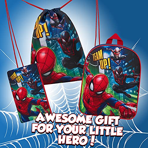 Marvel Mochila Niño De Spiderman, set Mochila escolar con Estuche Escolar Y Mochila Saco