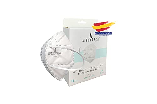 Mascarillas FFP2 Blanca pack de 10 unidades. Marcado CE0161 Homologadas - Normativa EN149: 2001+A1: 2009-5 Capas de 95% Filtración - Mascarilla ffp2 protección respiratoria