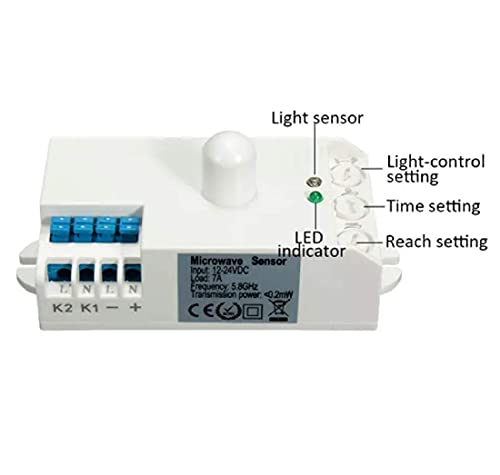 MASUNN Sk-807K-Dc 12V-24V 5.8 GHz Microondas Radar Sensor De Luz Interruptor De Movimiento De Cuerpo Detector De Hf