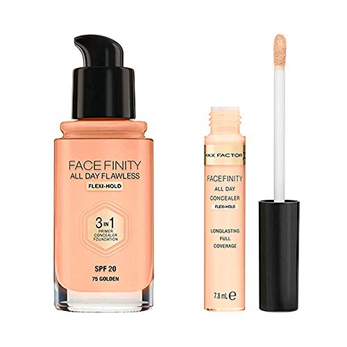 Max Factor Facefinity All Day Flawless Base y Corrector, Tono Base: 075, Tono Corrector: 20