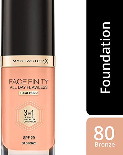 Max Factor Facefinity All Day Flawless Base y Corrector, Tono Base: 080 Bronze, Tono Corrector: 030