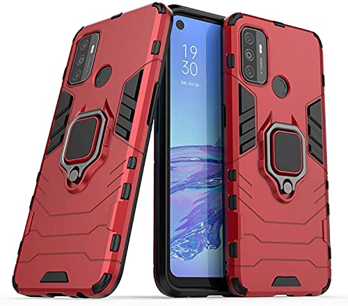 Max Power Digital Funda para móvil OPPO A53 / OPPO A53s / OPPO A32 Carcasa Magnética con Anillo Imán Híbrida Antigolpes Resistente Rígida Dura [Tecnología de Absorción de Golpes] (OPPO A53/A32, Rojo)