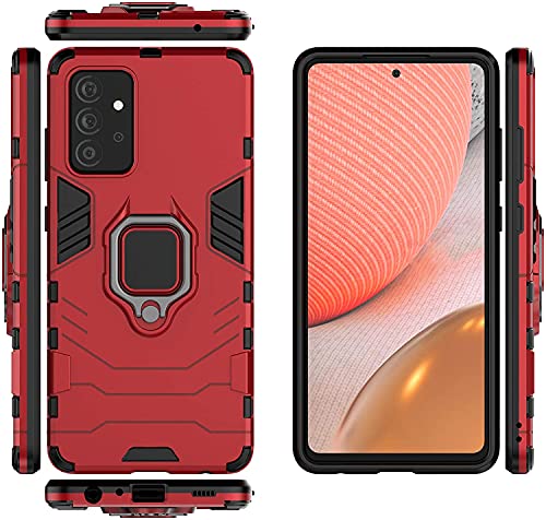 Max Power Digital Funda para móvil OPPO A53 / OPPO A53s / OPPO A32 Carcasa Magnética con Anillo Imán Híbrida Antigolpes Resistente Rígida Dura [Tecnología de Absorción de Golpes] (OPPO A53/A32, Rojo)