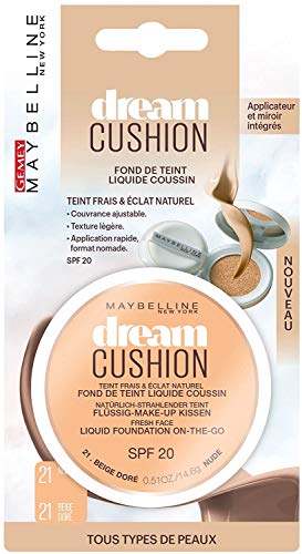 Maybelline New York Base de maquillaje dream cushion 21 beige dore, Juego de 3