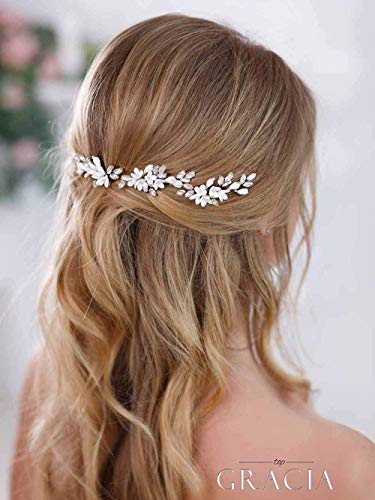 Mayelia Horquillas para el pelo de novia con diseño de flor de novia para mujeres y niñas (paquete de 3)