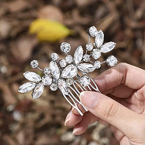 Mayelia Peine para el pelo de novia de cristal, accesorios para el cabello de novia, accesorio para el cabello con diamantes de imitación para mujeres y