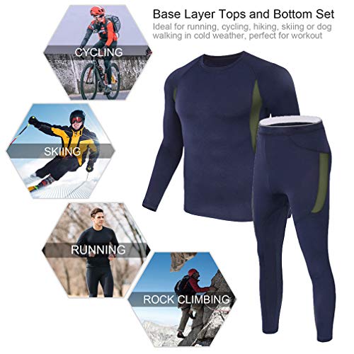 MEETYOO Conjunto de Ropa Interior térmica para Hombre, Absorbente de Largo, Capa Base de Secado rápido, Traje de compresión Deportivo para Entrenamiento, esquí, Correr, Senderismo, Azul, M