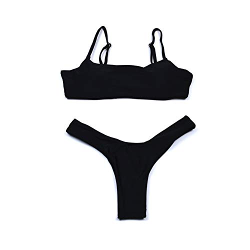 Meioro Conjuntos de Bikinis para Mujer Push Up Bikini Traje de baño de Tanga de Cintura Baja Trajes de baño Adecuado Viajes Playa La Natacion (XL, Negro)