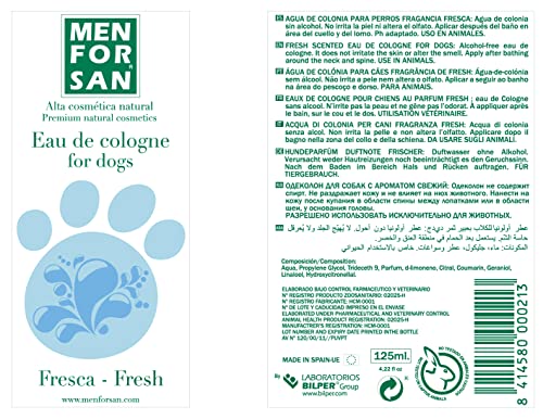 MENFORSAN Agua de Colonia Fresh para Perros 125ml, Pack de 3 Unidades