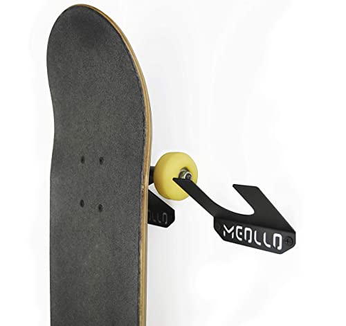 MEOLLO Soporte Colgador de Pared para Skateboard y Longboard (100% Acero) (Negro X1)