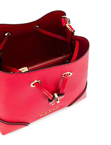 Michael Kors Mercer Gallery - Bolso de hombro de piel de vainilla/bellota para mujer, Rojo (Rojo), Large