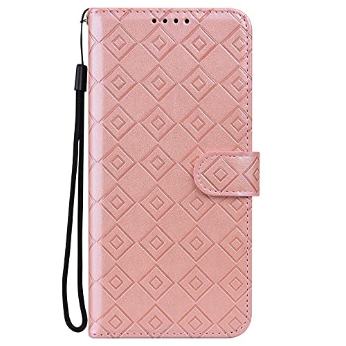 Midmelon - Funda para teléfono Samsung Galaxy A5 2017, diseño de cuadros en relieve, antideslizante, piel sintética, tarjeta, color rosa