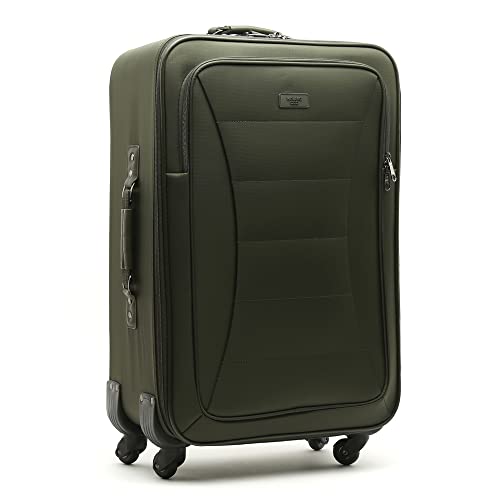 MISAKO Maleta Mediana de Viaje Leslie Verde | Maleta Elegante de Nylon Blanda | 67x42x33cm | Maleta para Viajes | Diseño Elegante con 4 Ruedas giratorias | Semirígida - 2,8KG