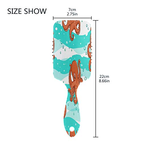 Mnsruu - Cepillo de pelo para mujer, diseño de pulpo y ondas marinas