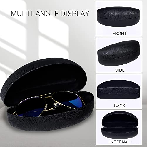 Molshine Funda rígida para gafas, funda clásica extra grande para gafas de sol y gafas, Negro, L